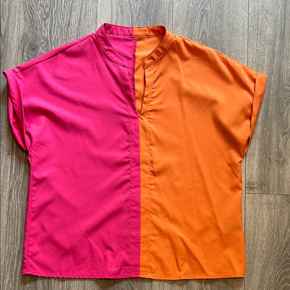 Women’s Shein Colorblock Pink and Orange Shirt